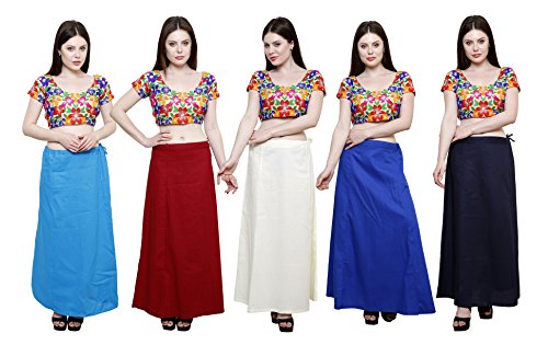 Image of Pistaa's combo of Women's Cotton Best Plain Solid Indian Readymade Inskirt Saree petticoats
