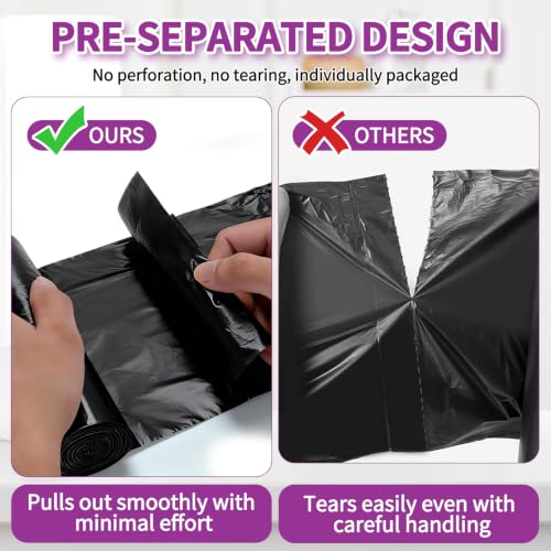 Image of 100 Count Small Drawstring Trash Bags, 2.6 Gallon (10L) Pre-separated Garbage Bags, Extra Thick Leak-proof Mini Wastebasket Liners for Bathroom, Office, Bedroom (Black)