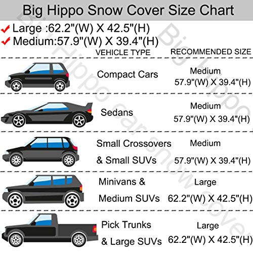 Big Hippo Windshield Snow Cover with Side Mirror Cover - Thickened Car Snow Cover Windshield Frost Snow Ice Cover Sun Shade Protector Fits Most SUVs RVs Trunks (62.2"X 42.5") - Thumbnail 2