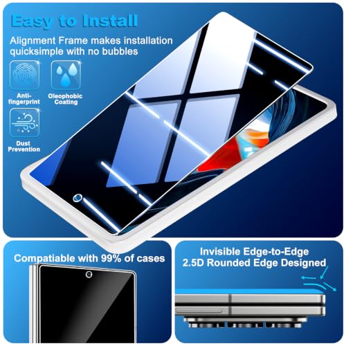 Image of 3 Pack Privacy Screen Protector for Samsung Galaxy Z Fold 8 Ultra Tempered Glass + 2 Pack Camera Lens Protector, True 25Anti Spy, 9H Hardness, Fingerprint Unlock, Case Friendly Bubble-Free