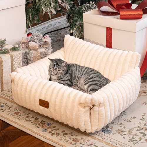 CheerPals Extended Katze Sofa – 63 L × 55–66 B cm Weiches, Flauschiges Großes Katzenbett, Hundesofa für Katzen und Kleine Hunde mit Waschbarem,...