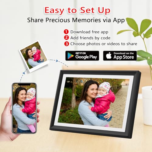 Image of 32GB 10.1 Inch WiFi Digital Picture Frame with 1280x800 HD IPS Touch Screen, Send Photo or Videos via App or Email,Support USB Drive /SD Card Extend Storage,Auto-Rotate,Wall Mountable