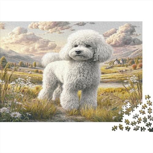 Caniche Blanco Puzzle de 1000 Piezas Papel para Adultos Paisaje Rural Juego de Puzzle 1000 Piezas Relajante Familiar 52x38cm/1000pcs