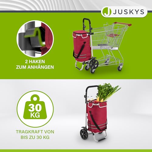 Juskys Einkaufstrolley 3in1 mit 2 Rollen für Shopping - 56 L Tasche abnehmbar - Trolley klappbar & modern - Sackkarre Einkaufsroller Rot – Bild 6