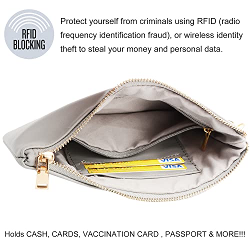 Image of COOLANS Silicone Bracelet Wristlet Wallet Credit Card Holder RFID ID Window Key Ring Tassel Slim Wallet Women Keychain Purse