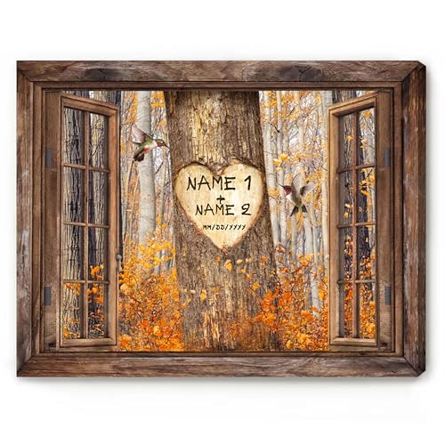 Engagement Gifts, Carved Heart Tree, Personalized Couple Names Carved In Tree Wall Art, Custom Couple Name Sign, Keepsake Gift For Valentines Anniversary Wedding