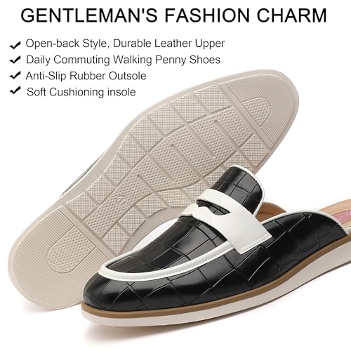 Men's Casual Slip-on Mule Loafer,Mens Fashion Backless Dress Slippers Comfy Lightweight Walking Penny Shoes for Men2