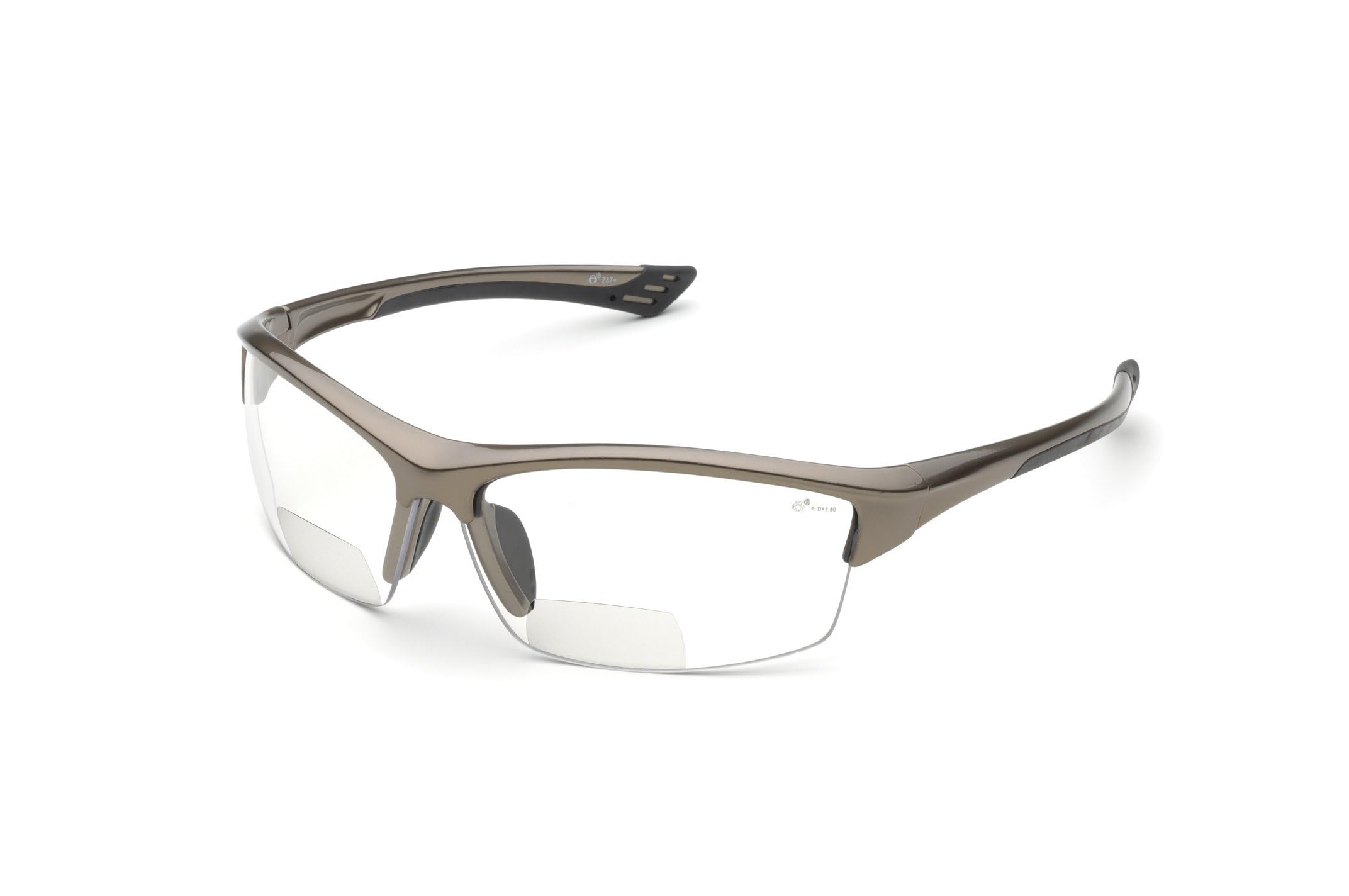 Delta Plus RX-350C 1.5 Diopter Bifocal Safety Glasses with Metallic Brown Frame and Clear Lens for Enhanced Vision, Comfort, and Protection at Work - WELRX350C15