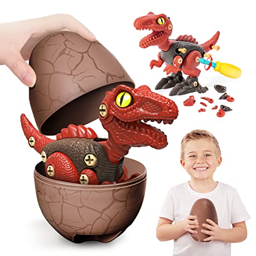 Starpony Desmontar Juguetes de Dinosaurios con Almacenamiento de Huevos de Dinosaurio, Juguetes Stem para Niños Niñas 3-8 Años,Tiranosaurio Rex Rojo Cover