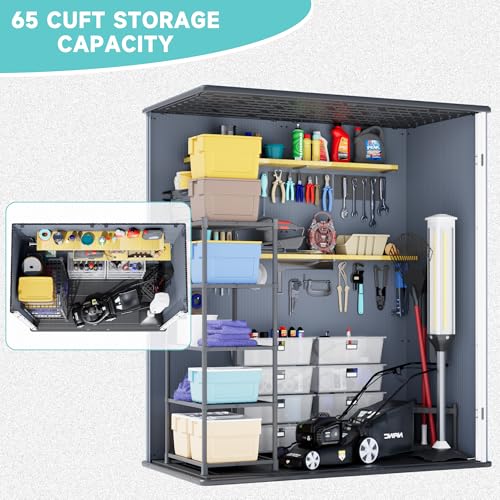 Image of Greesum 5x3FT Plastic Outdoor Storage Shed with Floor, Dark Gray