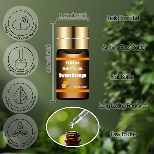 Wtrcsv Essential Oils Set - Top 15 Scents for Diffuser, Humidifier, Skin Care, Aromatherapy, Massage, Candle & Soap Making - Fragrance Gift Set (5ml)
