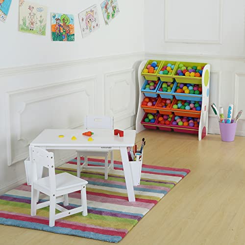 Krand Kids Solid Wood Table And 2 Chair Set For Children With Built-In Storage Cases Storage Perfect Activity Table For Toddlers(Solid Wood/White) #TOP2