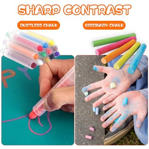 DODHEG Dustless Chalk, Colored Chalk, for Painting, Blackboard Writing, Office 12 Pcs Color 1
