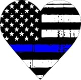 Thin Blue Police Officer's Tattered Flag Heart Decal Vinyl Sticker 4'