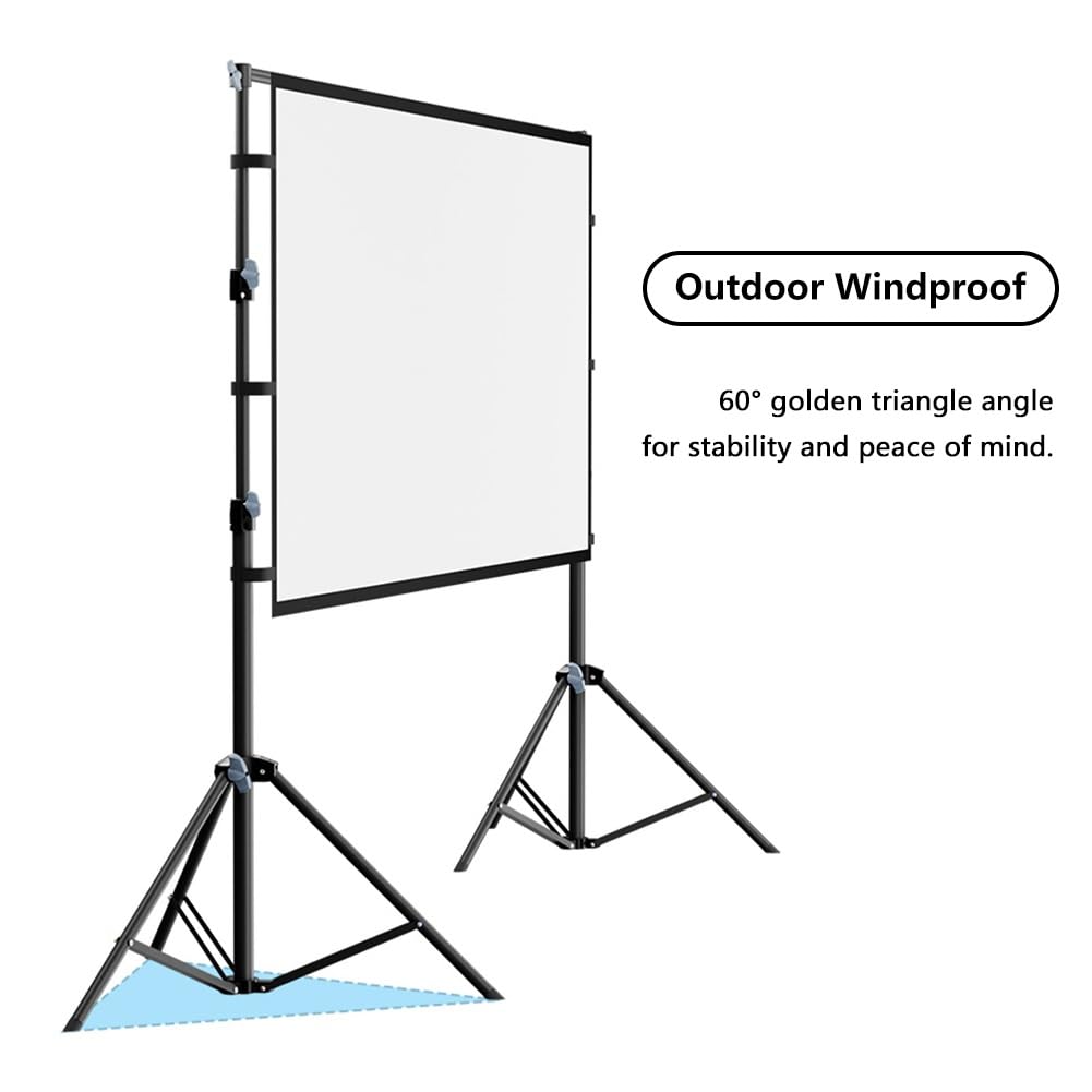 Schermo di Proiezione per Esterni 4K HD con Supporto per Treppiede, Telo Cinematografico 16:9 Pieghevole Anti-Crease con Borsa da Trasporto(120 Inch)