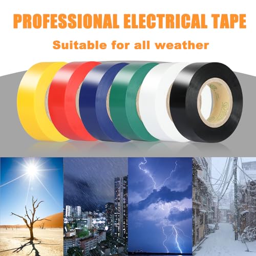 Image of Colored Electrical Tape, UL Approved, 6 Pack Colored Electrical Tape Assortment, 0.7in X 33ft Industrial Grade Electrical Insulating Tape, Electric Tape for Improvement Electrical Equipment