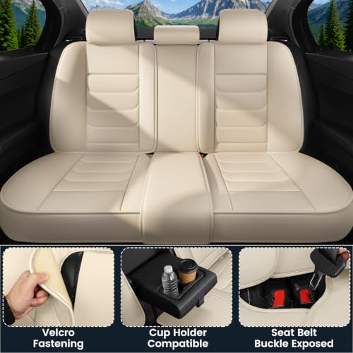 Image of Car Seat Covers Custom Fit Kia Telluride 2020-2026, Waterproof Nappa Leather Car Seat Protector, Breathable Car Seat Cushion, Seat Covers for Car(5 Seats Luxury /Beige)