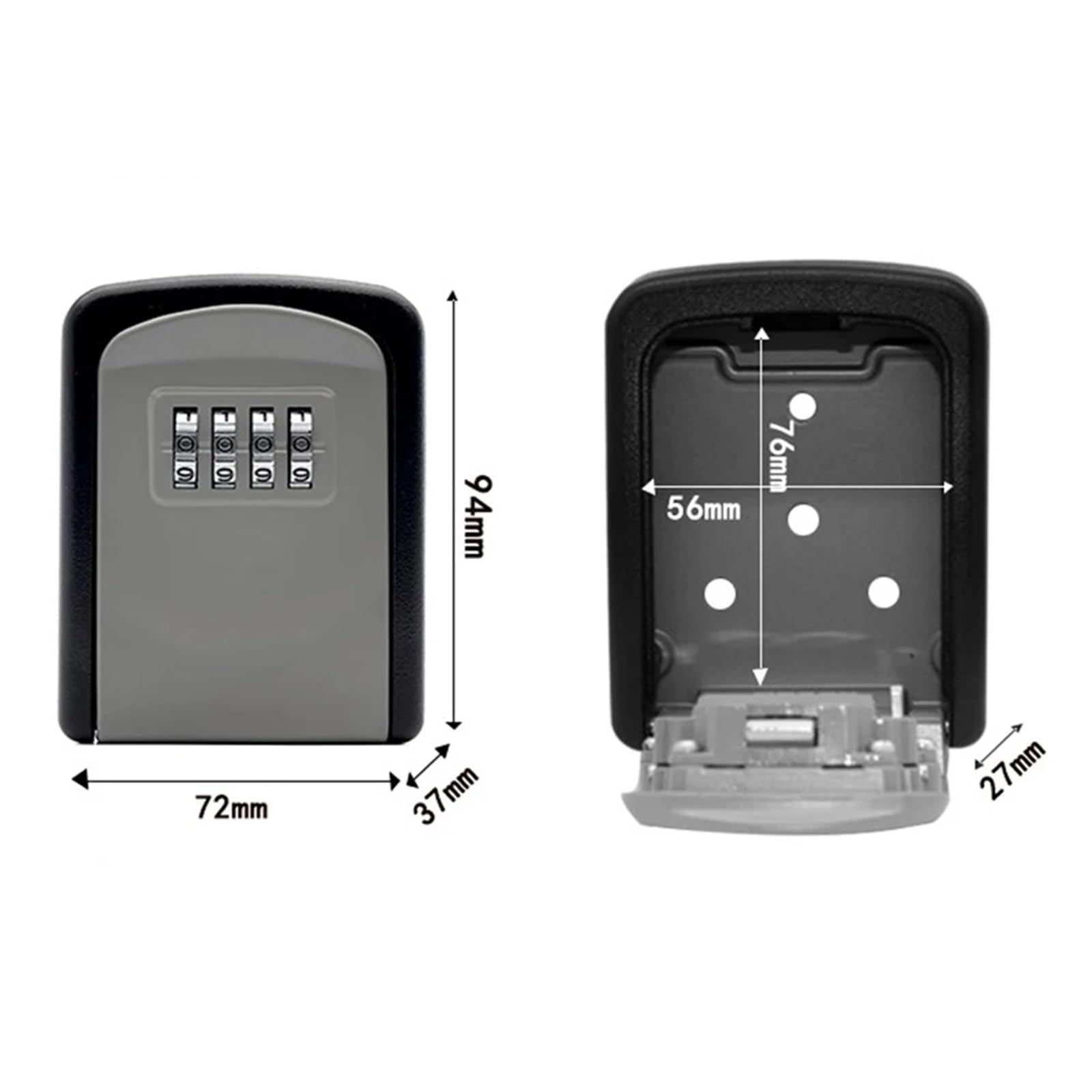 Caja de seguridad impermeable con combinación de 4 dígitos, mini caja fuerte de pared para uso al aire libre, armario de almacenamiento de aleación seguro para llaves y objetos de valor Secret