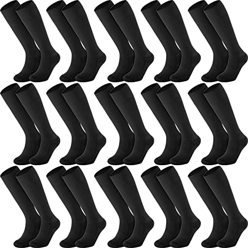 Hercicy 15 Pairs Black Soccer Socks Athletic Compression Tube Softball Socks Unisex Knee Football Baseball Socks for Youth Men Women Boys Girls Multi Sports