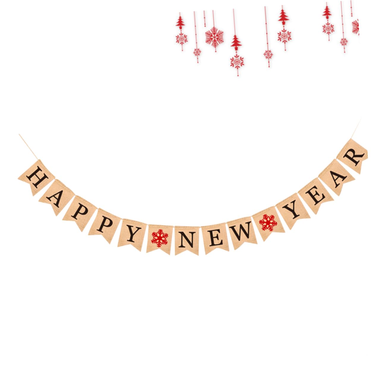 MAGICLULU 3 Pz striscione di felice anno striscione appeso in juta arredamento retrò happy new year buon anno ghirlanda bandiera della tela da imballaggio dell'annata stamina festiva