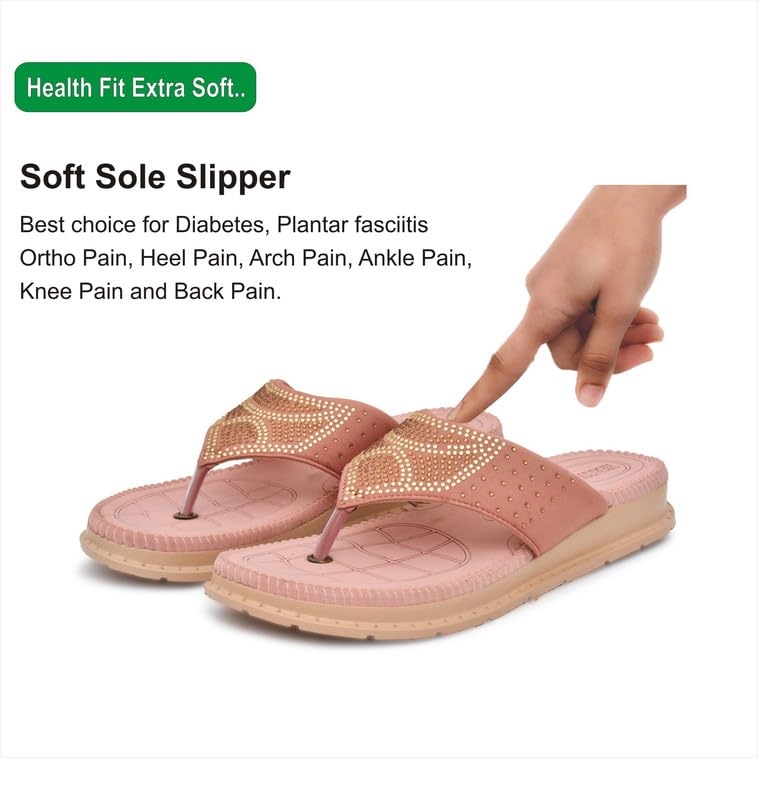 Image of HEALTH FIT Diabetic & Orthopedic with Super Extra Soft Ortho Care Anti-Skid Doubleu Flip-Flops for women Slippers /Doctor Chappal & Footwear HF329