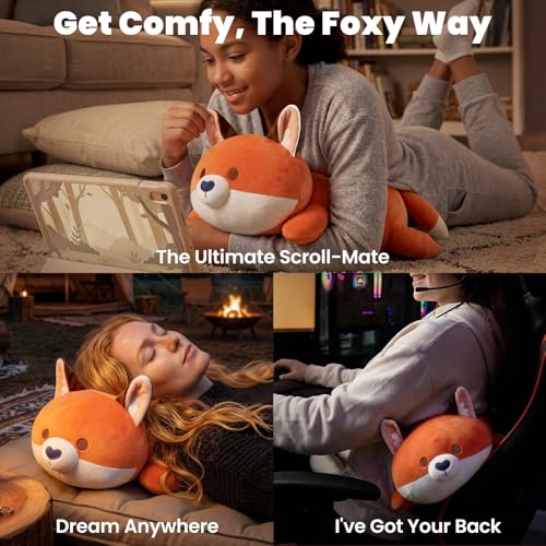 Image of Mewaii Cute Fox Plush Pillow, Kawaii Plushies Red Fox Stuffed Animals, Squishy Plushies, Cuddle Foxes Plush Pillow for Kids & Girls (13 Inch)
