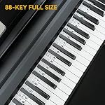 BEATBIT Piano Notes Guide for Beginner, Removable Piano Keyboard Note Labels for Learning, 88-Key Full Size, Made of Silicone, No Need Stickers, Reusable and Comes with Box (Classic Black）