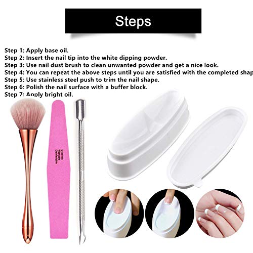 Dipping Powder Tool Kit-mit French Nail Dipping Powder Container Tray Nagelstaubbürste Nagelfeilen Pufferblock und Nägel… – Bild 6