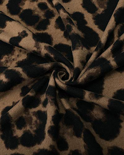 OUGES Women's Leopard Print Open Front Cardigan Shirt with Pockets Long Sleeve Lightweight Coat(Leopard01,M)