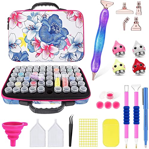 THXMADAM Diamanten Malerei Koffer Diamanten Stickerei Kit Zubehör Organizer mit 60 Aufbewahrung Kasten Behälter und Werkzeug Stift Klebstoff für 5D Art Diamond Painting für Kinder und Erwachsene Cover
