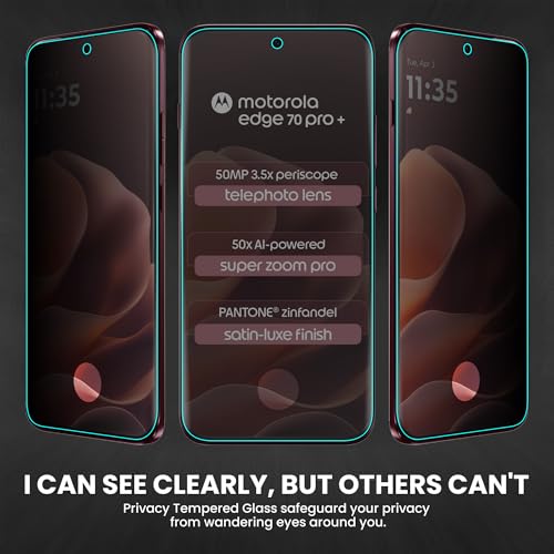 Image of ArmourPro UV Privacy Tempered Glass Screen Protector for Motorola Edge 70 Pro Plus (6.78 Inch, Pack of 2) Full Edge to Edge Coverage | Anti-Spy /Anti-Peeping, 9H Hardness, Protection