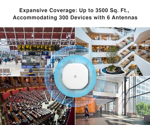 Image of BROWAN WiFi 6 Access Point AX6600 WAP Mesh Tri-Band MU-MIMO 8 Spatial Streams 3500 Square Feet Coverage 300 Devices 2.4 GHz 5GHz PoE Powered Indoor Ceiling Mount for Home Gaming Office Prism MI10
