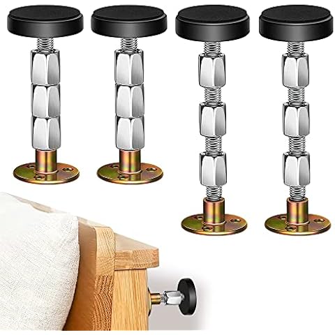 Krisler Adjustable Threaded Bed Frame Anti-Shake Tool, Headboard Stoppers, Bedside Anti Shake Tool for Beds Cabinets Sofas, 4PCs, headboard stoppers (27-114mm) Cover