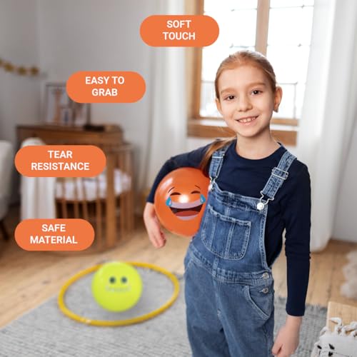 Image of GENIE'S Toy Bus 9-Inch Funny Faces Play Ball | Interactive | for Pool, Beach & Garden | Perfect for Outdoor & Indoor Play | PVC Ball for Kids & Adults I Pack of 2 (Multicolor)