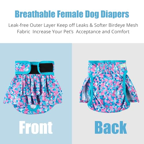 Image of wegreeco Dog Diapers Female (3 Pack), Highly Absorbent Dog Diapers for Female Dogs Washable in Heat, Incontinence, or Excitable Urination (Small Floral, X-Large)