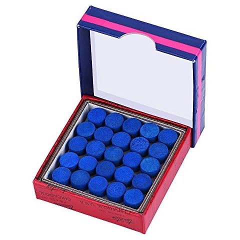 50 Stück Queue Spitzen, Leder zum Aufkleben einlagige 13 mm Billard Queue Spitzen für Snooker Pool Queues mit Aufbewahrungsbox Cover