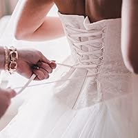 Vista 6 de BENECREAT Lazos de corsé blanco de 1.1 yardas para cordones de corsé de 1-1/8 pulgadas, corsé de satén en la parte posterior, cremallera