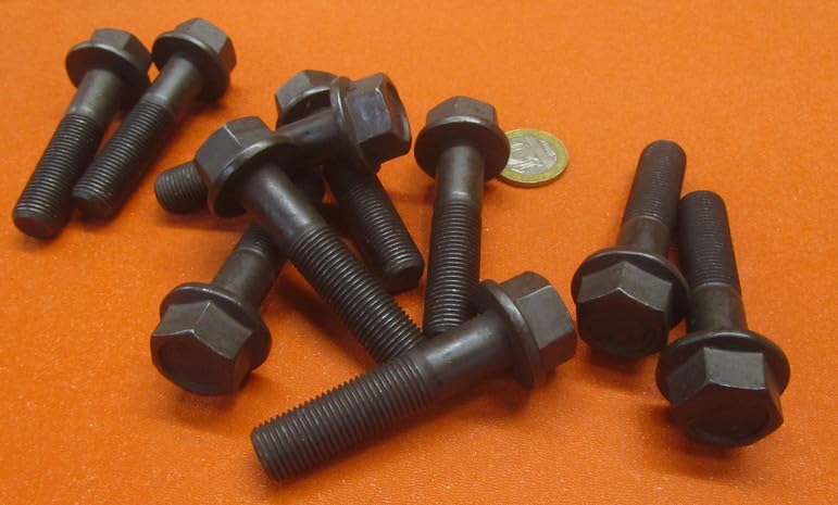 Grade 8 Black Oxide Steel Flange Bolts PT 1/2"-20 Thread x 2.25" Length 10 Pcs