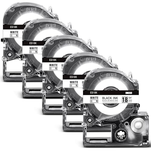 Amazon | 18mm 白地黒文字 テープカートリッジ ES18K と互換性のある