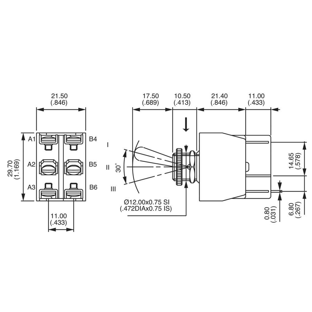 Przełącznik dźwigniowy 2 x Off/On APEM 6-641H/2 250 V/AC 6 A z zawieszeniem 1 szt.)
