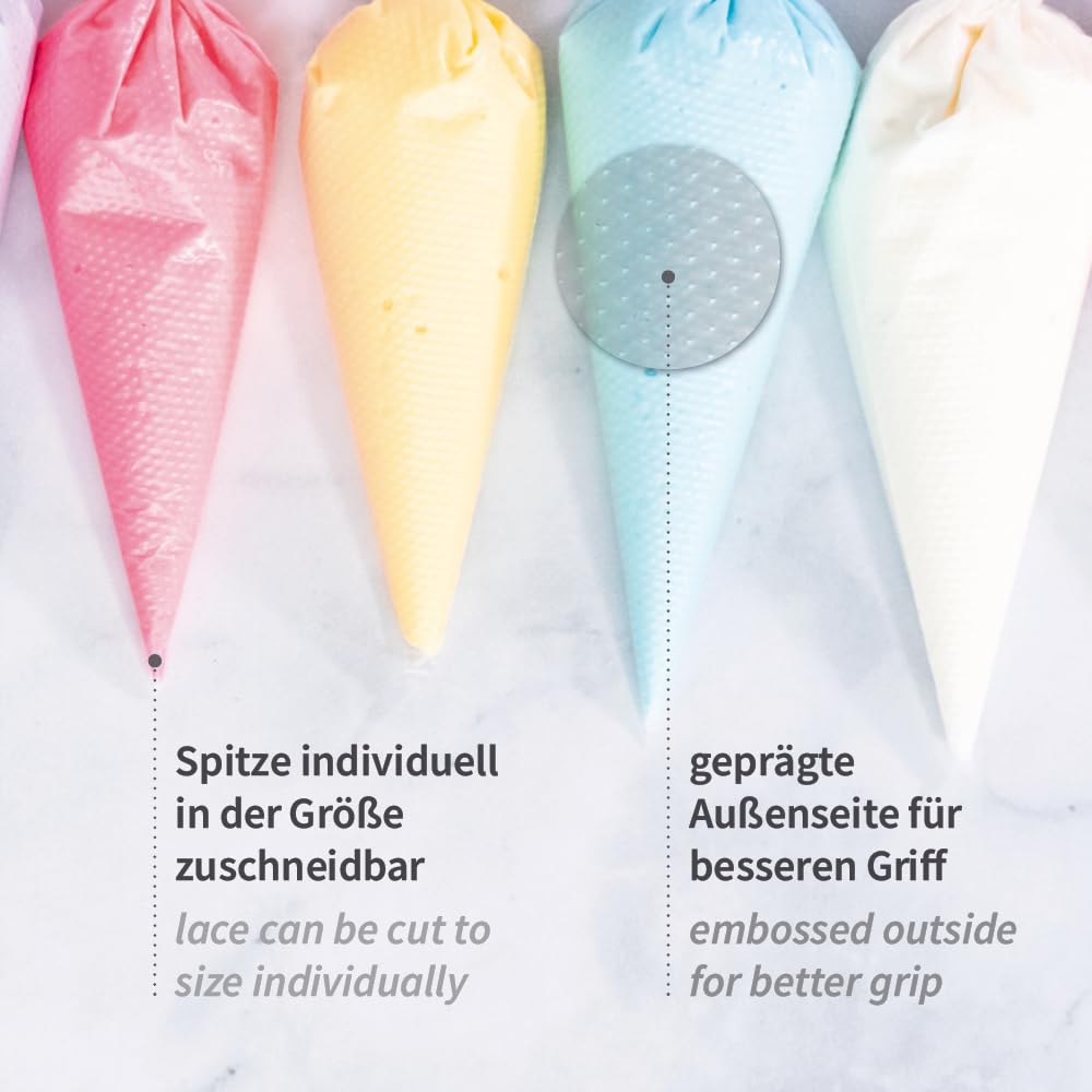 FRANZ MENSCH 2000 Stück Hygonorm Spritzbeutel, geprägt | HDPE, L: 36cm, transparent, B: 22cm, 35my, Spritztüten, Spritzbeutel, Dekorieren