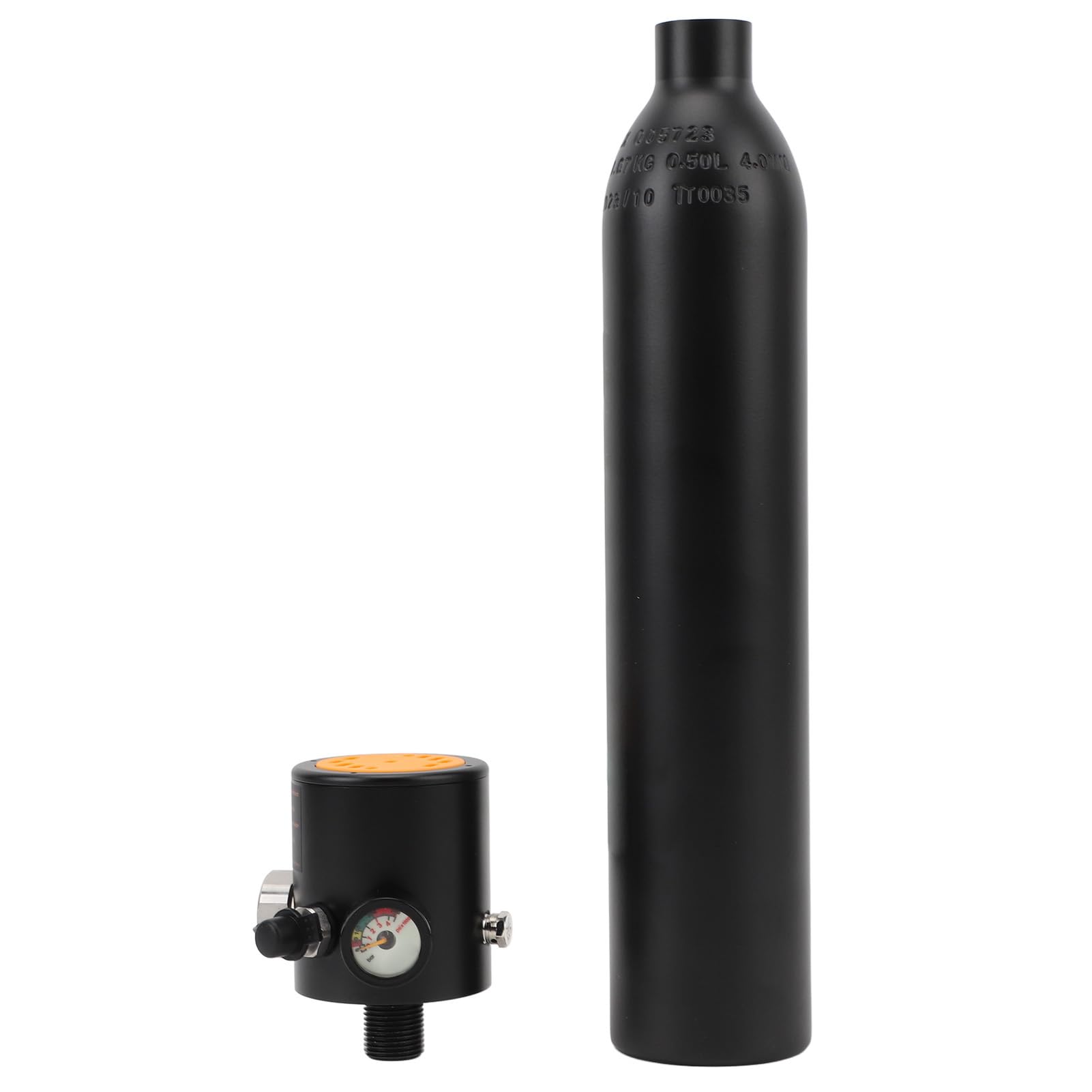 Mini Scuba Tank 0,5 L, Przenośna Butla z Tlenem do Nurkowania z Ciśnieniem i Regulowanym Oporem Oddychania, Idealna do Snorkelingu i Nurkowania, Czarna