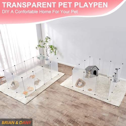 BRIAN & DANY Pet Playpen, Portable Small Animals Playpen with Barred Gate, Plastic Puppy Play Pen Indoor for Hamster, Puppy, Rabbit, Rat, Guinea Pig, 12 Panels, 180 x 90 x 75 cm, Smoke - Image 7