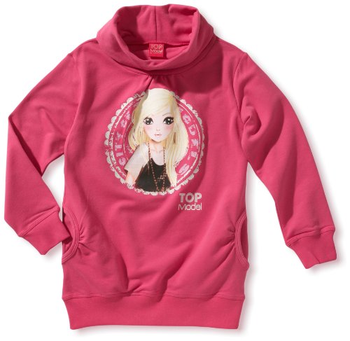 Top Model - Sudadera con Cuello Mao de Manga Larga para niña, Talla 12 años (152 cm), Color Rojo (Lilac Rose 847)