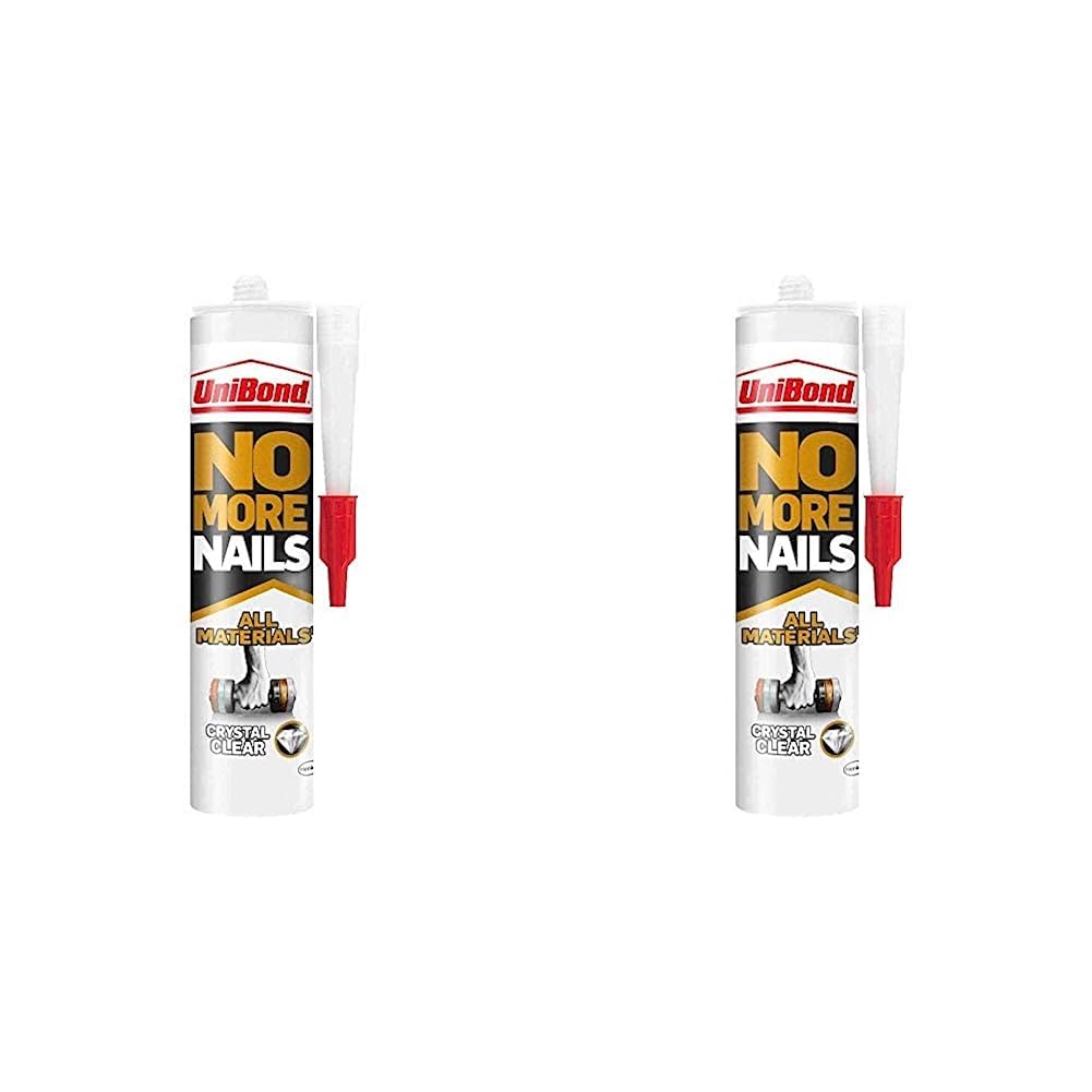 Unibond2492492 No More Nails All Materials Crystal Clear Construction Adhesive, All Materials Grab Adhesive, High Strength Adhesive Bonding, Clear, 290 g Cartridge (Pack of 2)