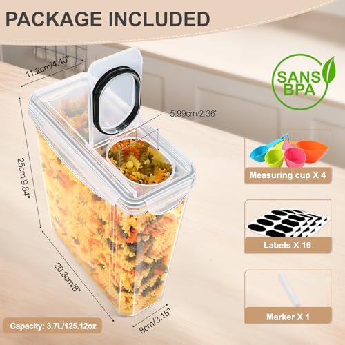 YASHE Cereal Storage Containers, 4Pcs Plastic Food Storage Containers with Lids Airtight, Durable Food Grade BPA-Free Cereal Containers with 16 Labels & 1 Marker - Image 3