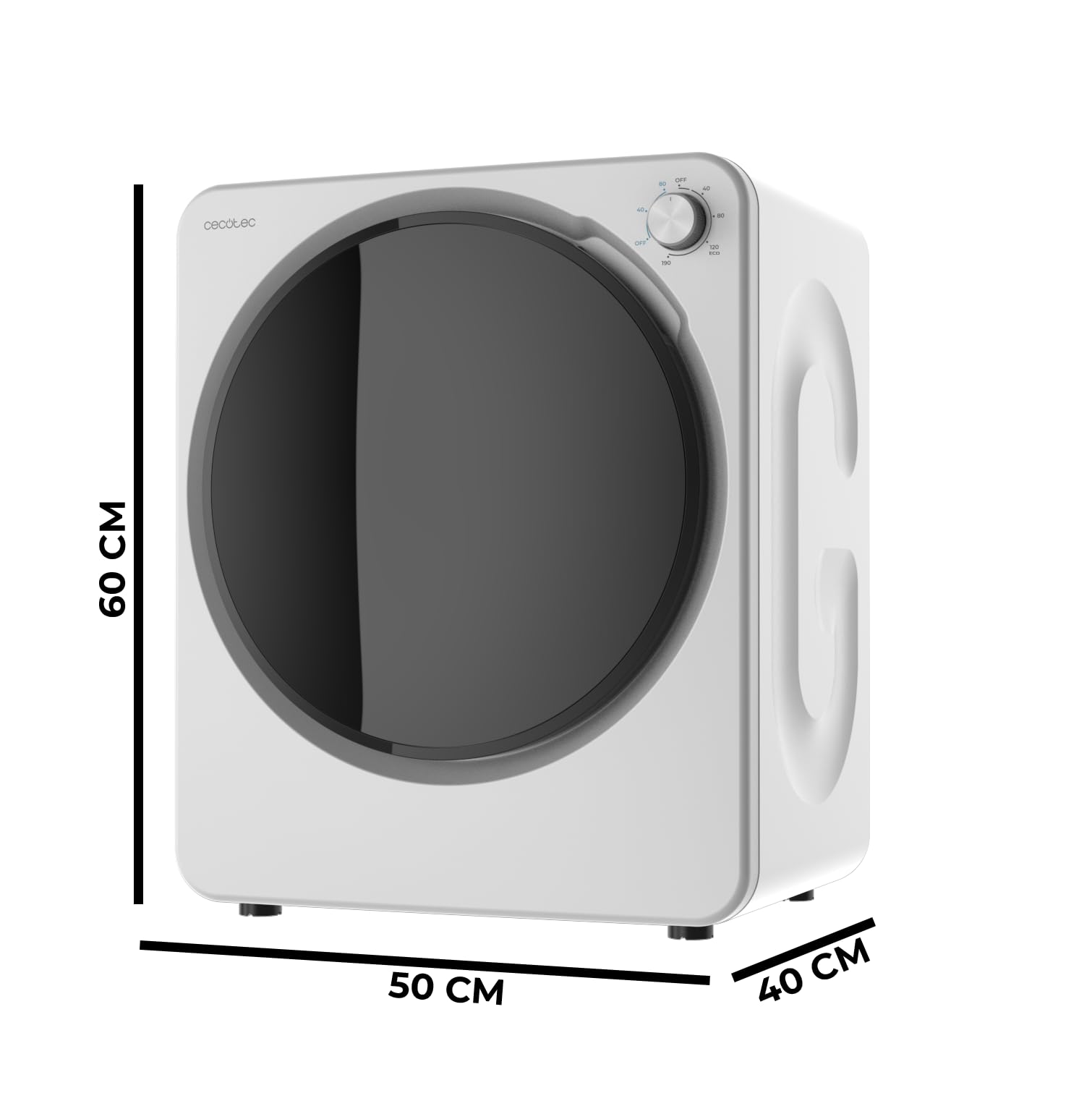 Cecotec Mini Secadora de Evacuación 2,5Kg Bolero DressCode Dry 3150V. 950W, 6 Programas, Programa ECO, Control Knob Intuitivo, Secado Rápido y Eficiente, Ideal Espacios Pequeños, Blanco - 2