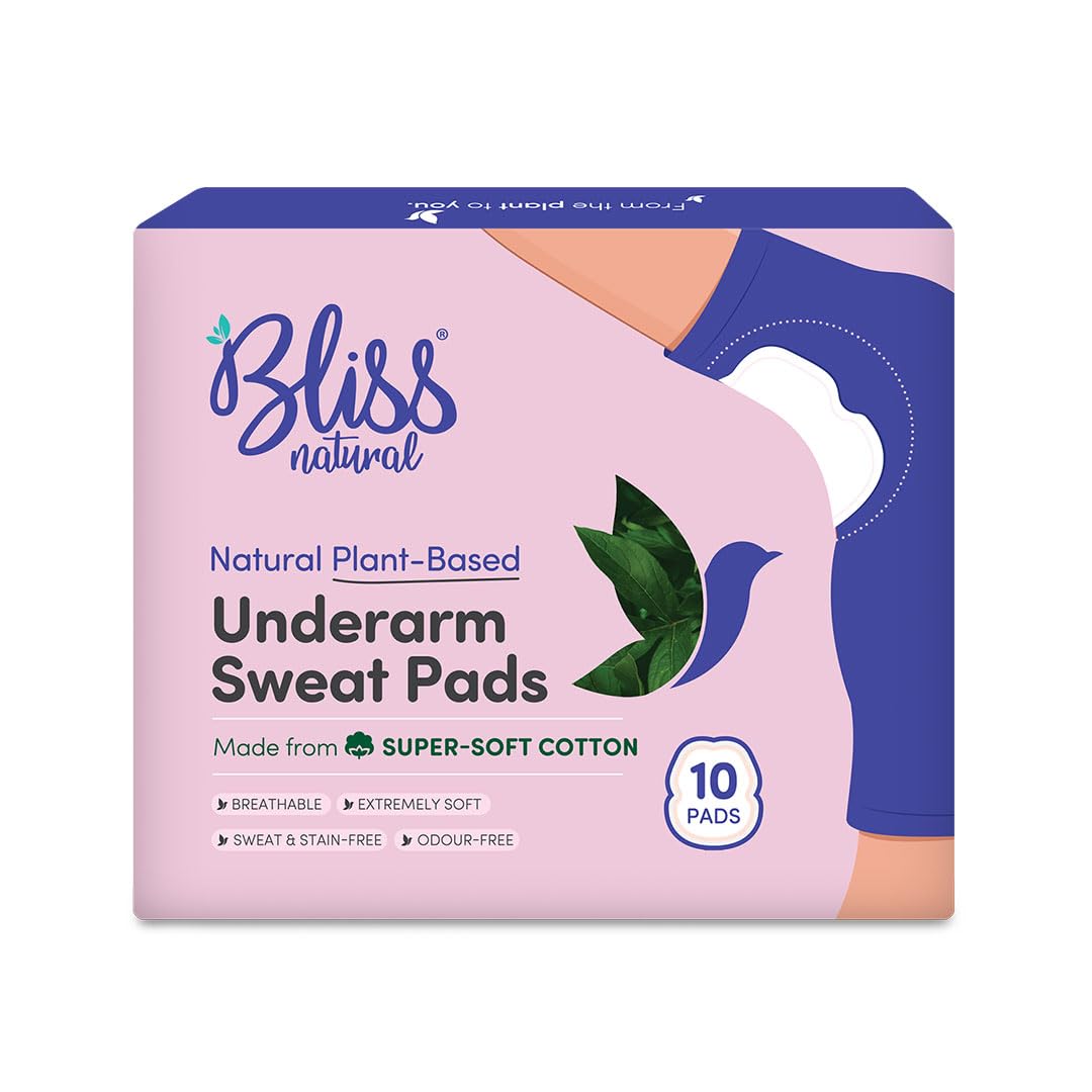 BLISSNATURAL Underarm Sweat Pads | No More Sweat Stains | Super Soft Sweat Pads | Absorbs Sweat Stains & Odour Free | Skinny Fit And Breathable | For Men And Women Pack Of 10 pads