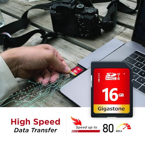 Image of GIGASTONE 16GB SD Card 50-Pack UHS-I U1 Class 10 SDHC Memory Card High Speed up to 80MB /s Full HD Video Compatible with Digital Camera, SPYPOINT TACTACAM WOSPORTS Trail Camera, with 50 Mini Cases