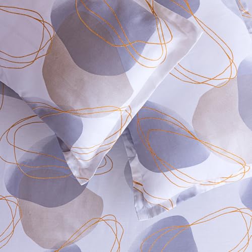 Image of HOMEMONDE Cotton Flat Sheet with Two Pillow Covers Soft & Breathable Bed Sheet for Queen Size Bed (90 x 100 Inch / 229 x 254 cms, Spheres of Serenity) | Perfect for Home Decor & Gifting